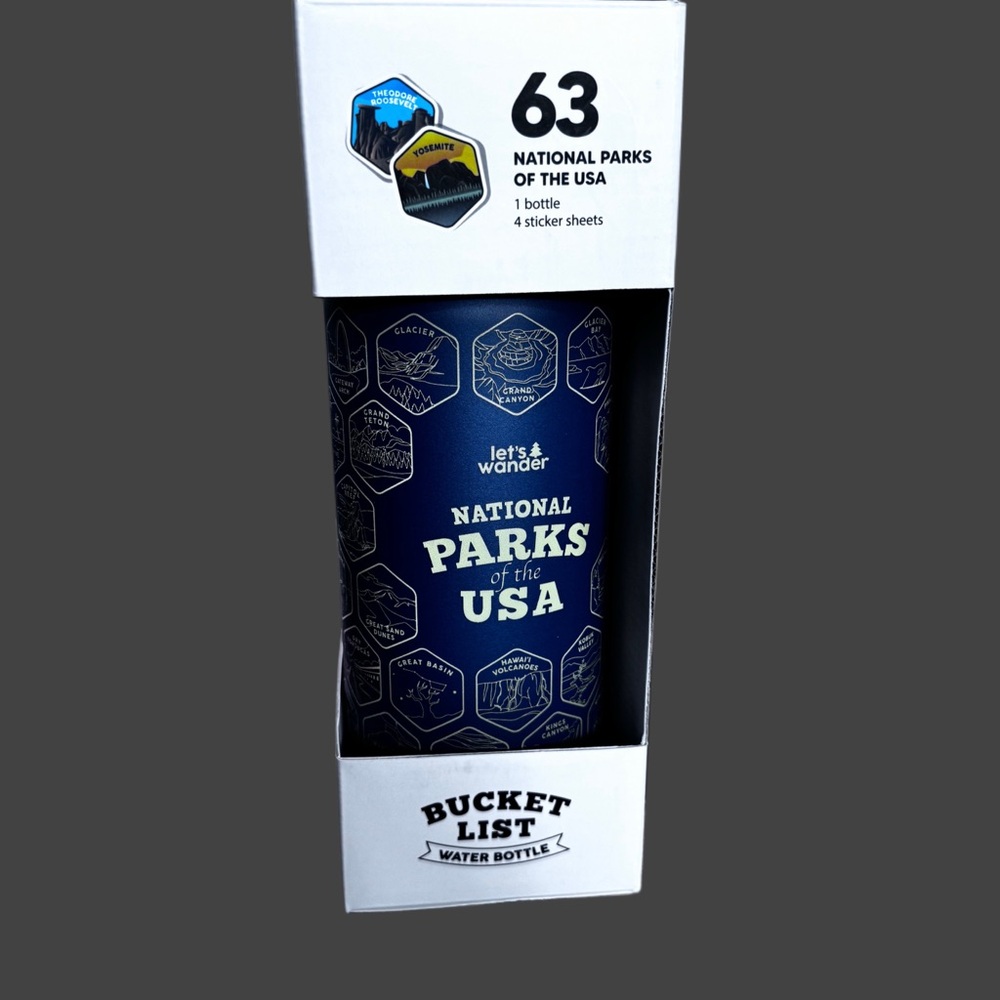 National Parks of the USA Blue Bucket List Water Bottle